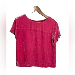 J Crew Pink Soft Velvet Silk Blend S/S Top Size Barbie core Girlie Glinda Chic